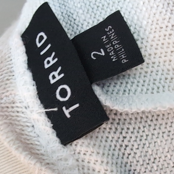 Torrid Hacci pastel striped, hi-low duster length sweater. Sz 2X. - Picture 5 of 6